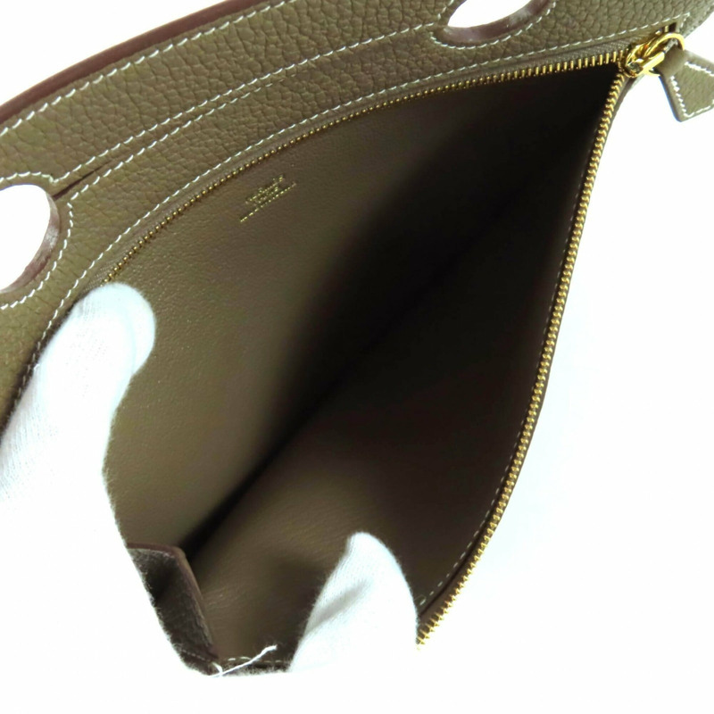 愛馬仕 Etoupe Togo 皮革手提包，金色五金配件，拉鍊開合，帶口袋，U 字印記，附原廠盒和防塵袋，法國製造，女士款-4