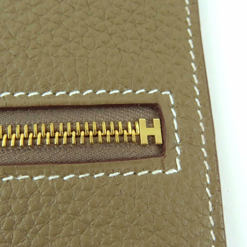 愛馬仕 Etoupe Togo 皮革手提包，金色五金配件，拉鍊開合，帶口袋，U 字印記，附原廠盒和防塵袋，法國製造，女士款-7