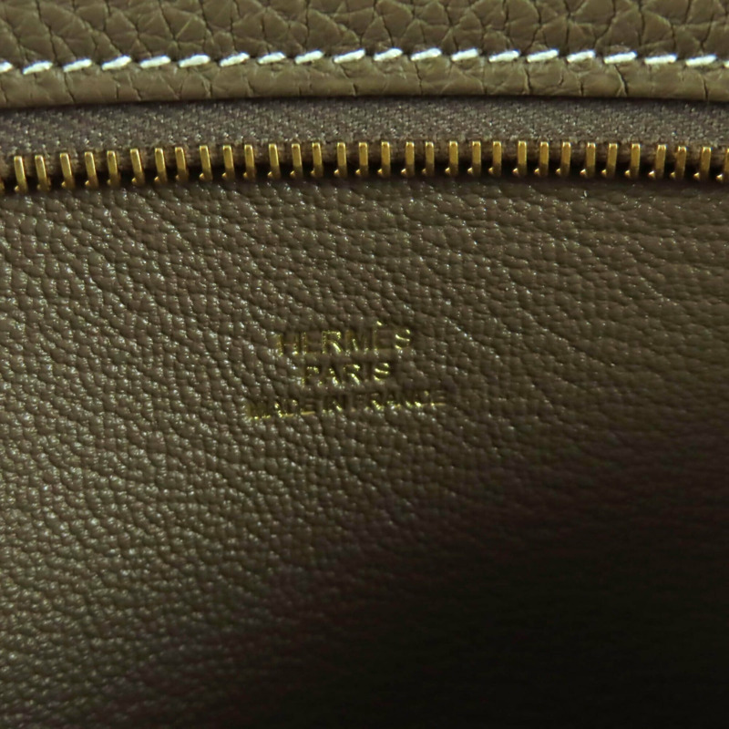 愛馬仕 Etoupe Togo 皮革手提包，金色五金配件，拉鍊開合，帶口袋，U 字印記，附原廠盒和防塵袋，法國製造，女士款-8