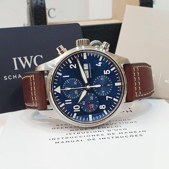 【大眾名錶】 IWC萬國 飛行員系列 IW377714 藍面 小王子特別版 2019/11 原廠皮帶/錶扣 原廠保固至2027/11 B1138-2