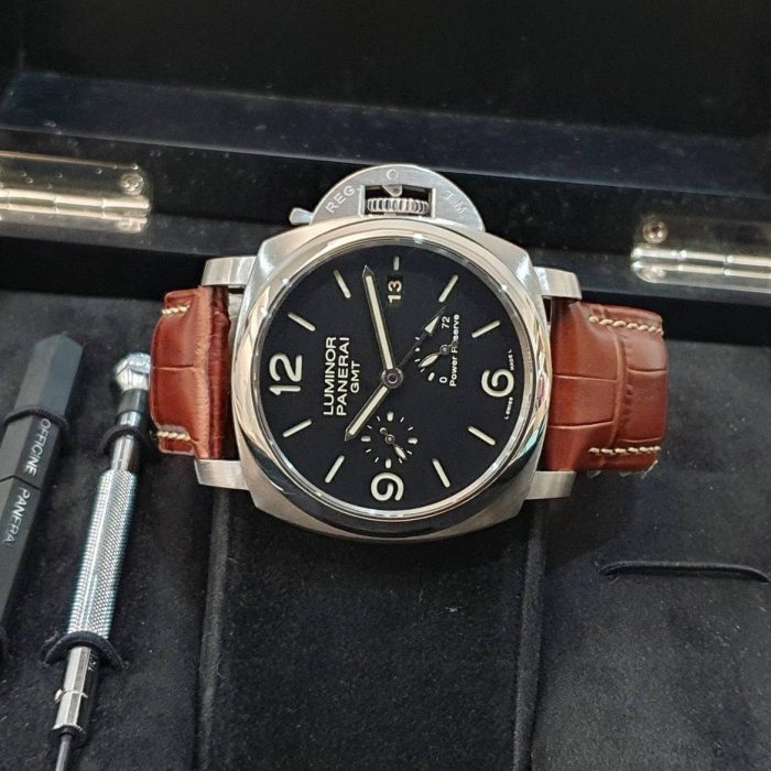 【大眾名錶】PANERAI沛納海 PAM00321 黑面 GMT 2012/08 三明治面盤 小秒針 大眾名錶G160-2