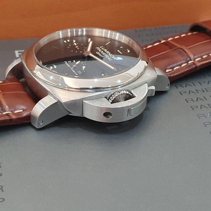 【大眾名錶】PANERAI沛納海 PAM00321 黑面 GMT 2012/08 三明治面盤 小秒針 大眾名錶G160-7