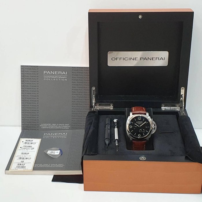 【大眾名錶】PANERAI沛納海 PAM00321 黑面 GMT 2012/08 三明治面盤 小秒針 大眾名錶G160-9