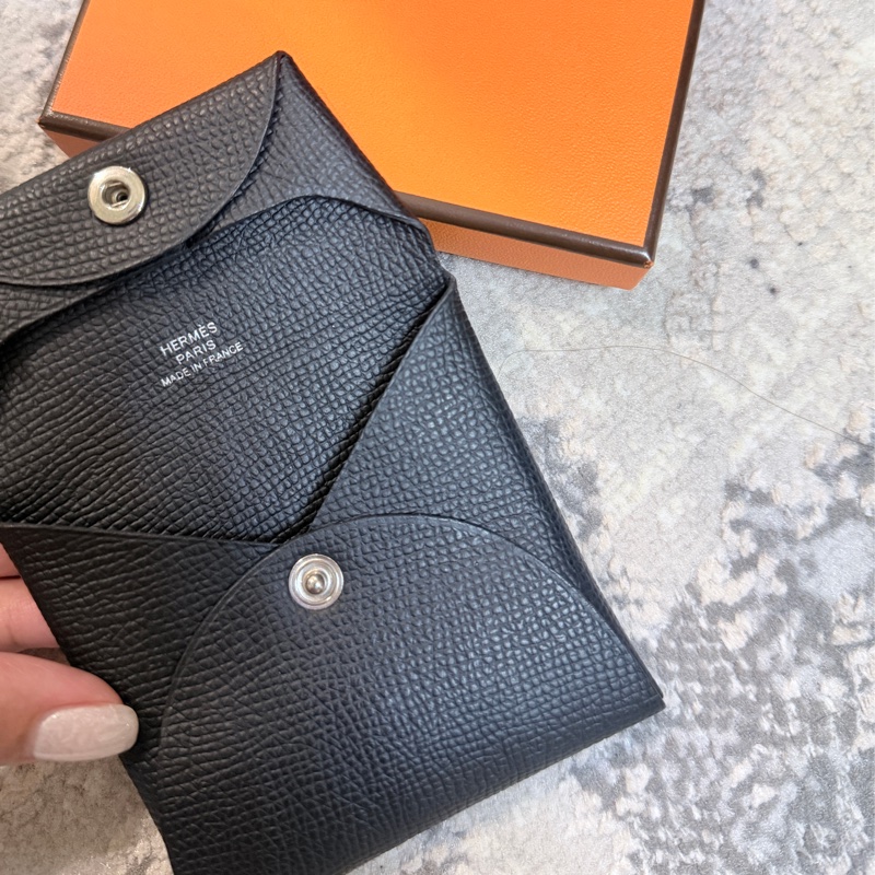 專櫃💯愛馬仕 Hermès BASTIA 89 NOIR Epsom 黑色經典零錢包 男女皆適用 送禮自用兩相宜-2