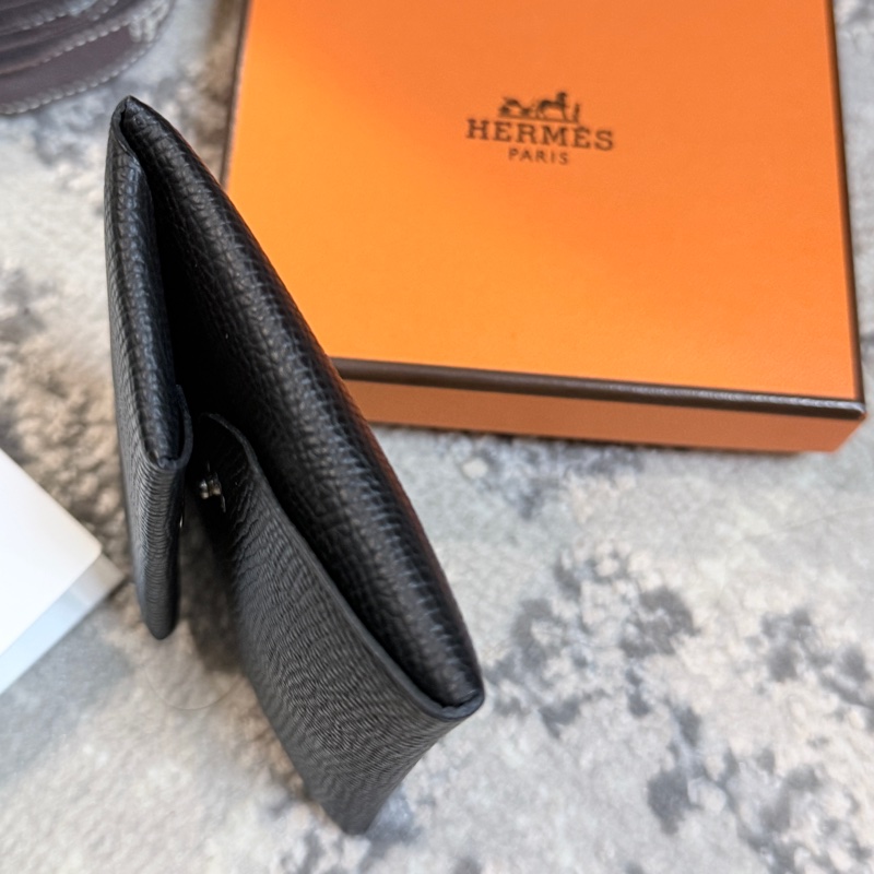 專櫃💯愛馬仕 Hermès BASTIA 89 NOIR Epsom 黑色經典零錢包 男女皆適用 送禮自用兩相宜-4
