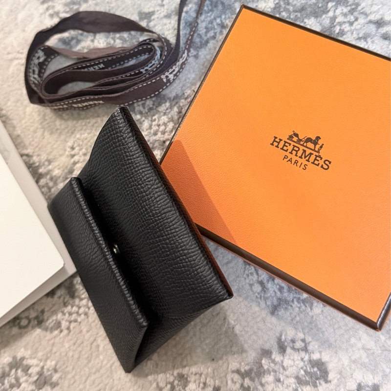 專櫃💯愛馬仕 Hermès BASTIA 89 NOIR Epsom 黑色經典零錢包 男女皆適用 送禮自用兩相宜-7