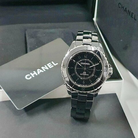 【大眾名錶】CHANEL香奈兒 J12系列 H6185 黑陶瓷 黑色數字面盤 2022/04 底蓋裸空 B815
