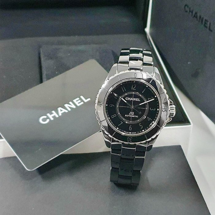 【大眾名錶】CHANEL香奈兒 J12系列 H6185 黑陶瓷 黑色數字面盤 2022/04 底蓋裸空 B815-0