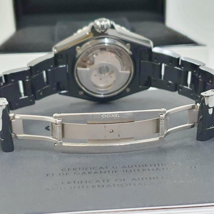 【大眾名錶】CHANEL香奈兒 J12系列 H6185 黑陶瓷 黑色數字面盤 2022/04 底蓋裸空 B815-5