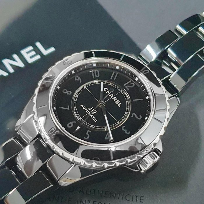 【大眾名錶】CHANEL香奈兒 J12系列 H6185 黑陶瓷 黑色數字面盤 2022/04 底蓋裸空 B815-8