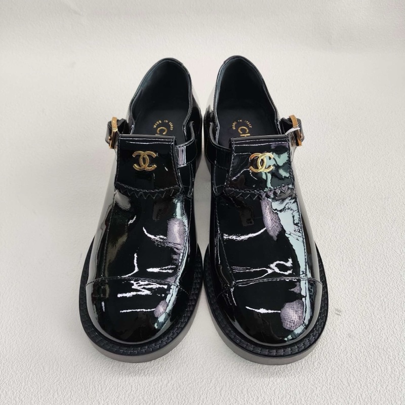 CHANEL香奈兒 漆皮 標誌金色雙C logo樂福鞋 37.5碼-1