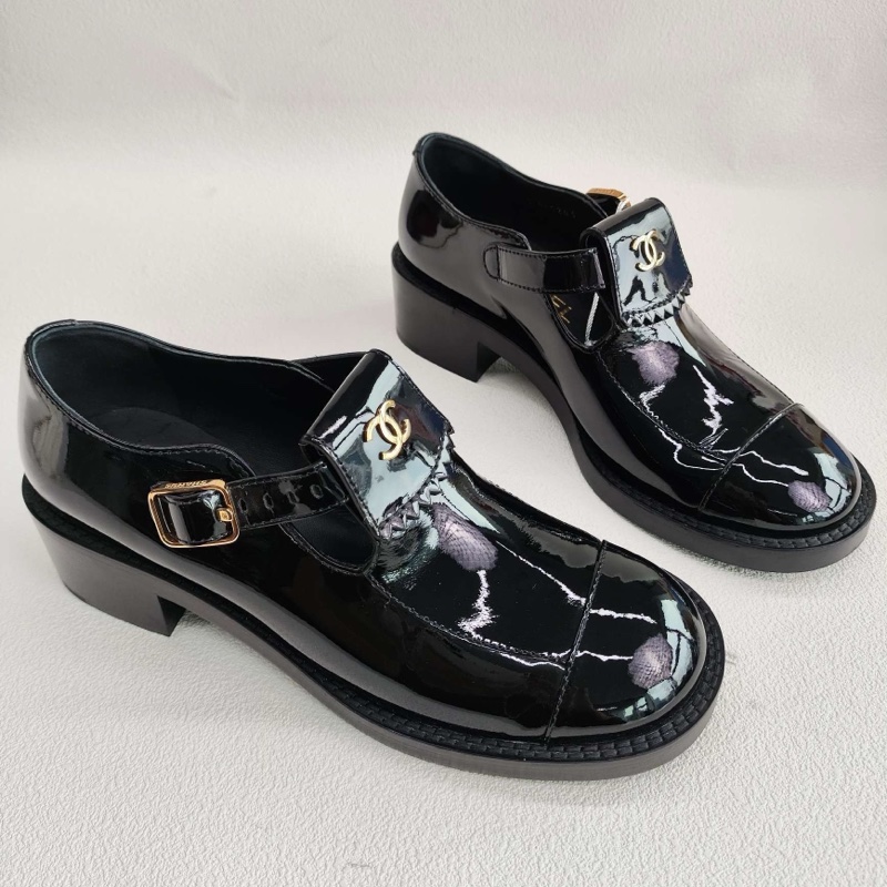 CHANEL香奈兒 漆皮 標誌金色雙C logo樂福鞋 37.5碼-2