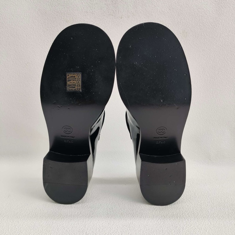 CHANEL香奈兒 漆皮 標誌金色雙C logo樂福鞋 37.5碼-9