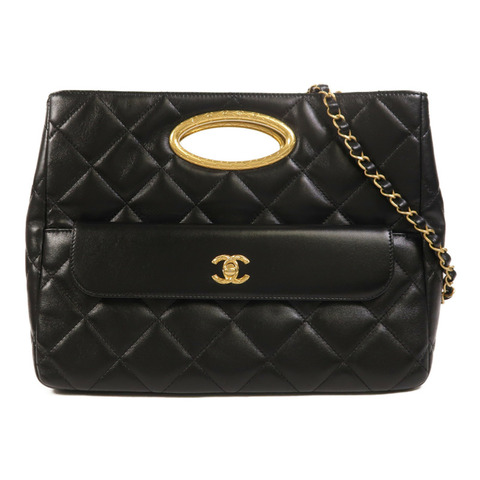 CHANEL 羊皮皮革2 Way Shoulder金扣手挽肩背兩用袋