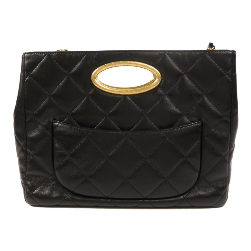 CHANEL 羊皮皮革2 Way Shoulder金扣手挽肩背兩用袋-1