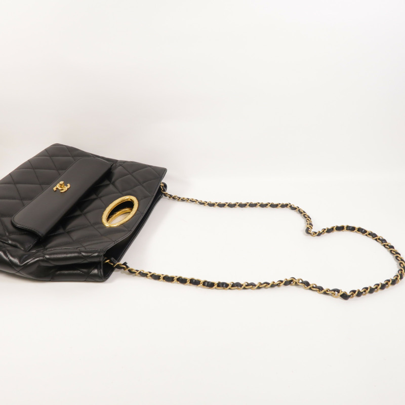 CHANEL 羊皮皮革2 Way Shoulder金扣手挽肩背兩用袋-8