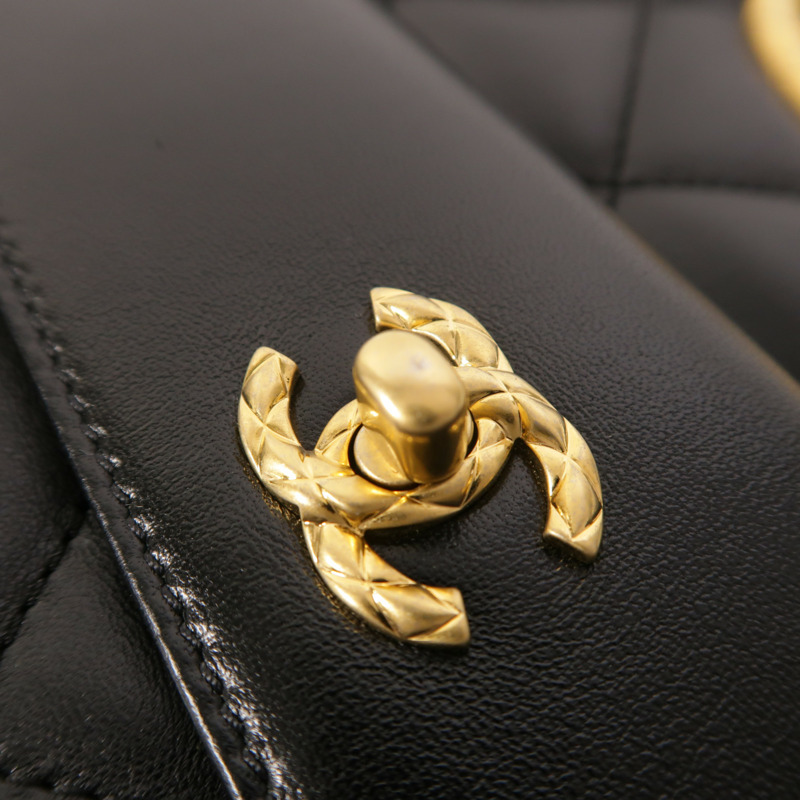 CHANEL 羊皮皮革2 Way Shoulder金扣手挽肩背兩用袋-10