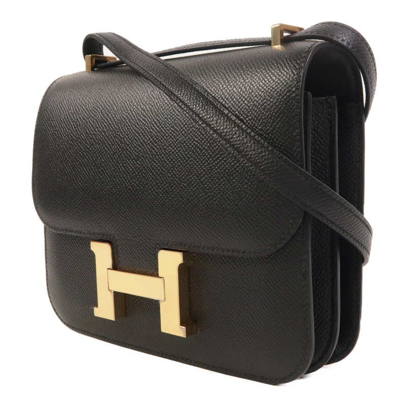 HERMES Clemence皮革Constance Mini金扣肩背袋Noir-2