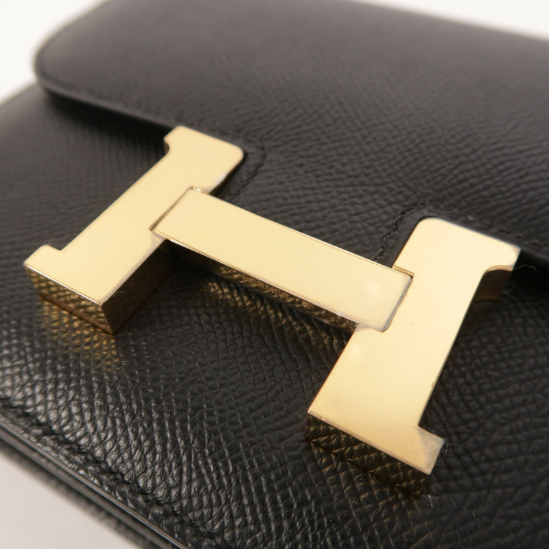 HERMES Clemence皮革Constance Mini金扣肩背袋Noir-10