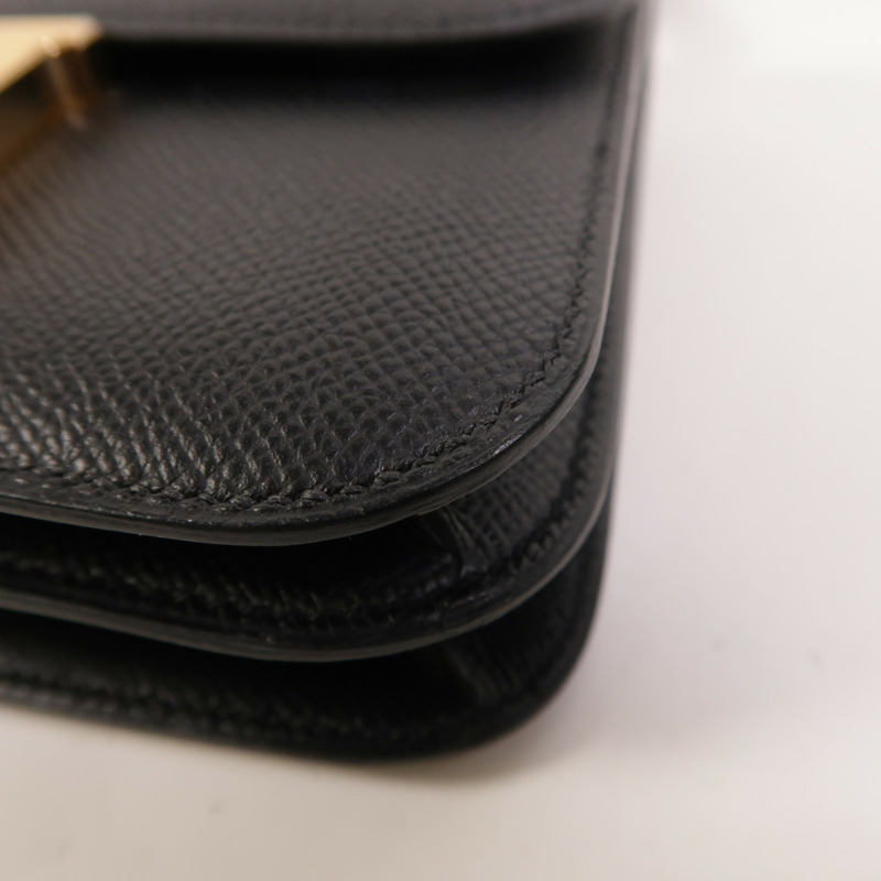 HERMES Clemence皮革Constance Mini金扣肩背袋Noir-11