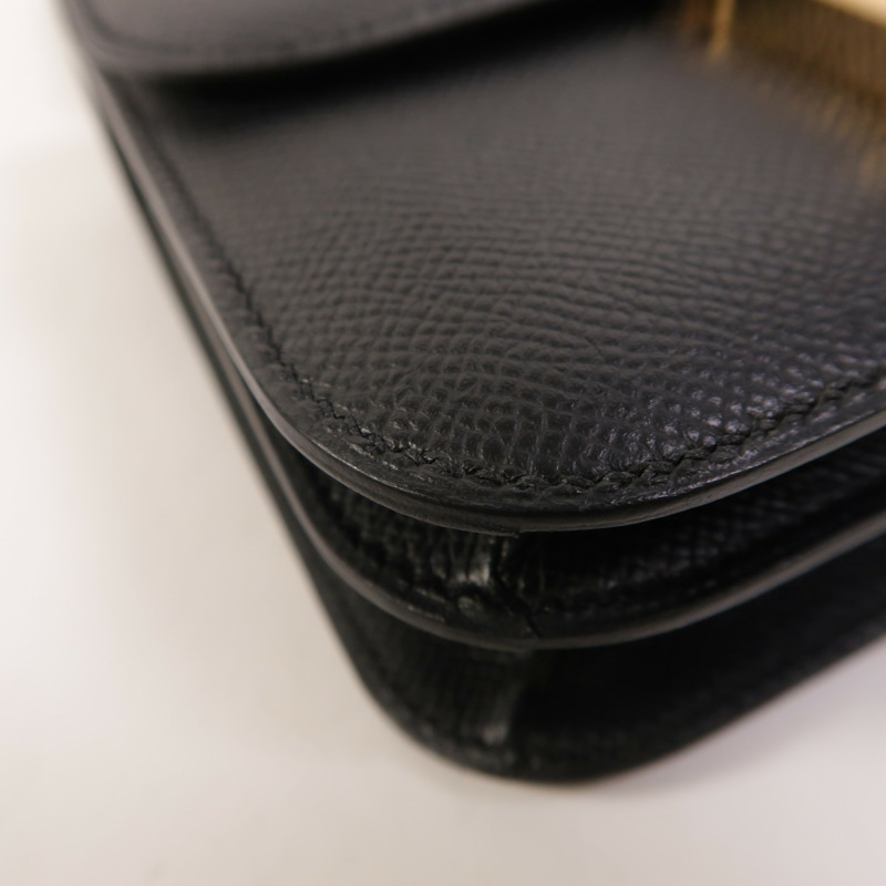 HERMES Clemence皮革Constance Mini金扣肩背袋Noir-12