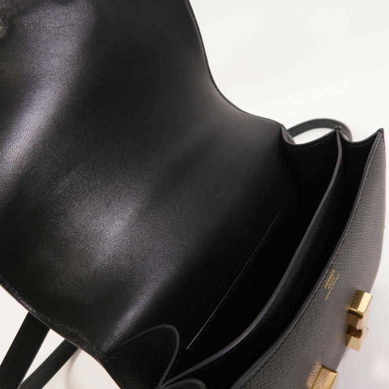 HERMES Clemence皮革Constance Mini金扣肩背袋Noir-15