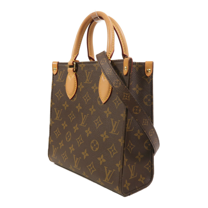 LOUIS VUITTON Monogram Sac Plat BB金扣手挽肩背兩用袋棕色-2