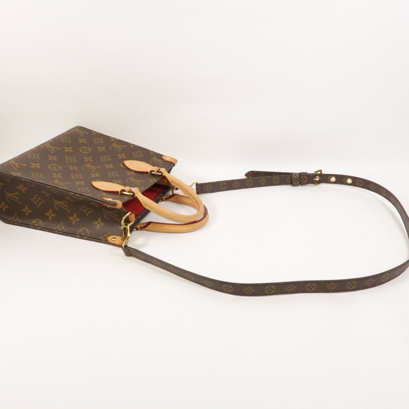 LOUIS VUITTON Monogram Sac Plat BB金扣手挽肩背兩用袋棕色-7