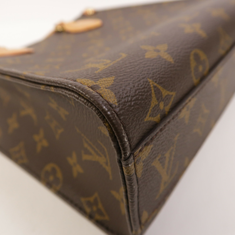 LOUIS VUITTON Monogram Sac Plat BB金扣手挽肩背兩用袋棕色-9
