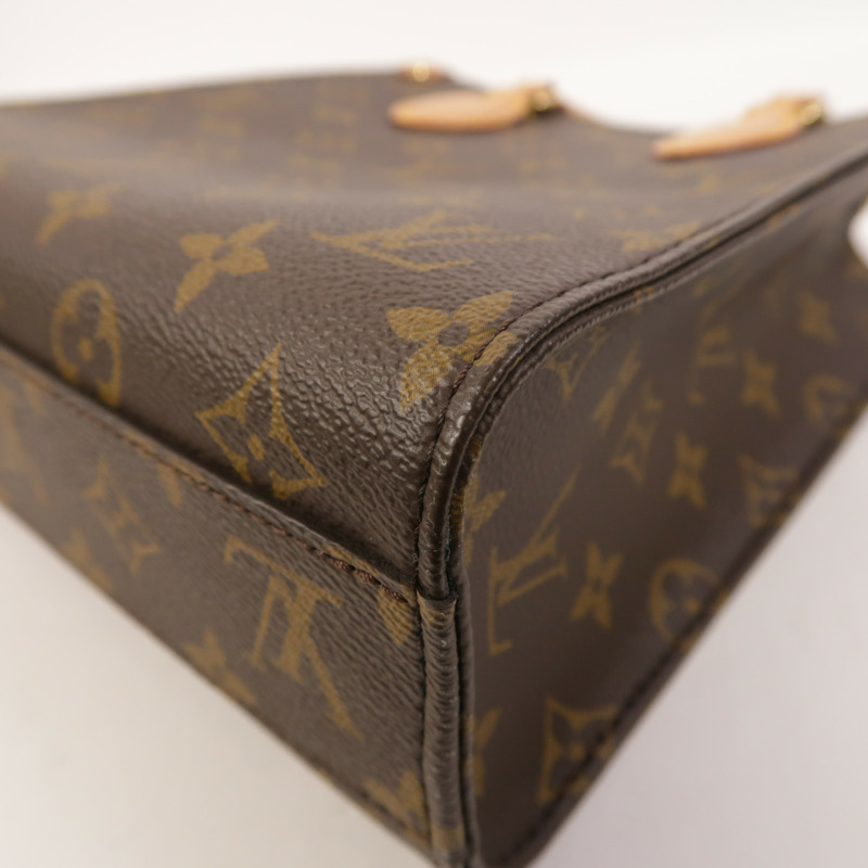 LOUIS VUITTON Monogram Sac Plat BB金扣手挽肩背兩用袋棕色-10