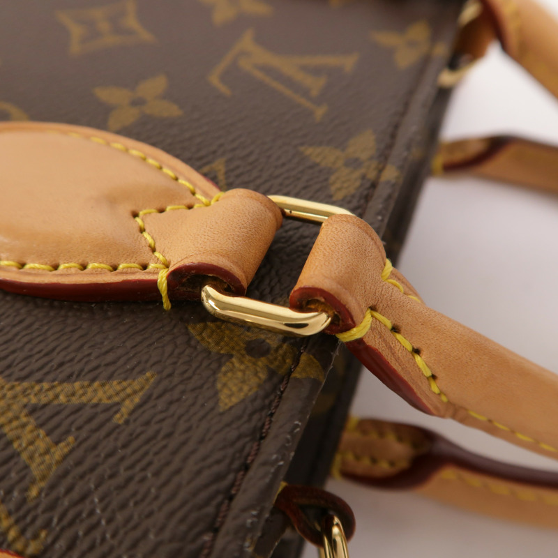 LOUIS VUITTON Monogram Sac Plat BB金扣手挽肩背兩用袋棕色-12