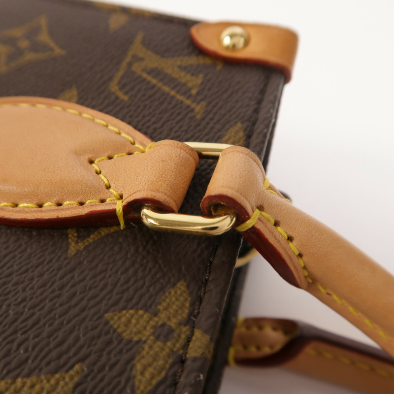 LOUIS VUITTON Monogram Sac Plat BB金扣手挽肩背兩用袋棕色-13