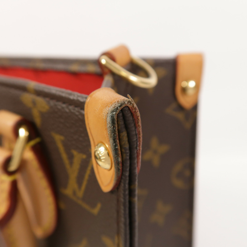 LOUIS VUITTON Monogram Sac Plat BB金扣手挽肩背兩用袋棕色-17