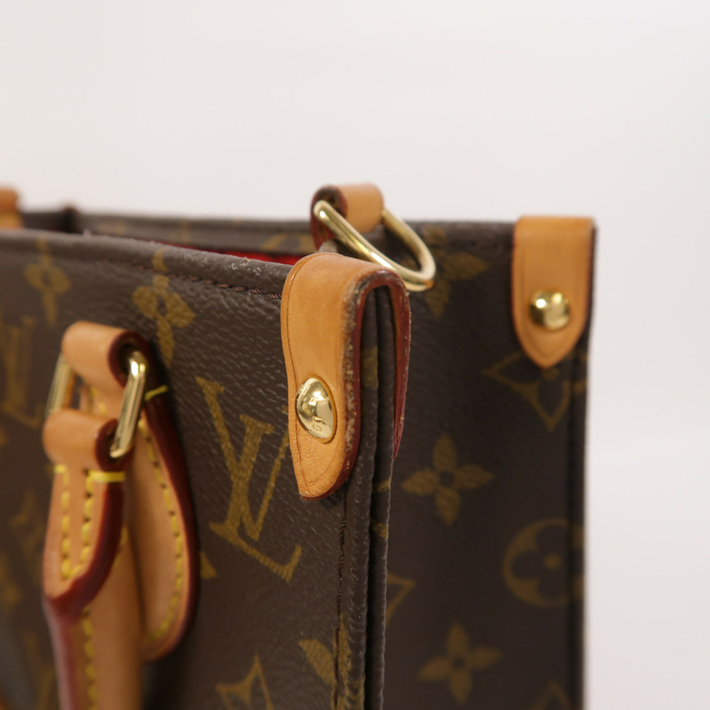 LOUIS VUITTON Monogram Sac Plat BB金扣手挽肩背兩用袋棕色-18