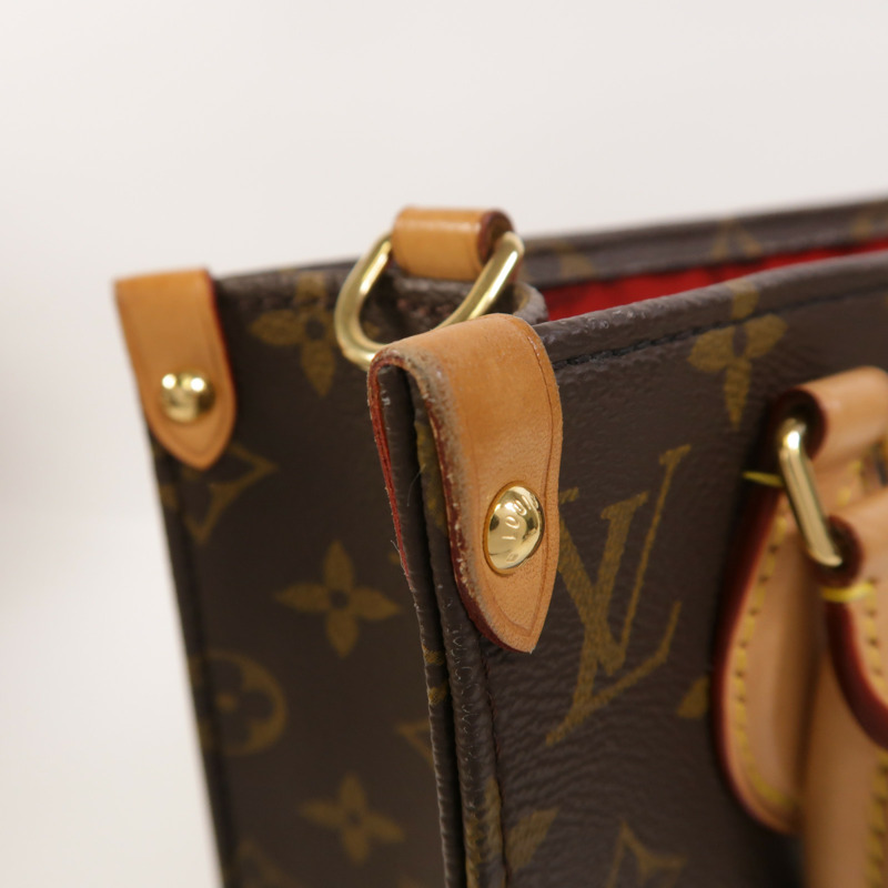 LOUIS VUITTON Monogram Sac Plat BB金扣手挽肩背兩用袋棕色-19