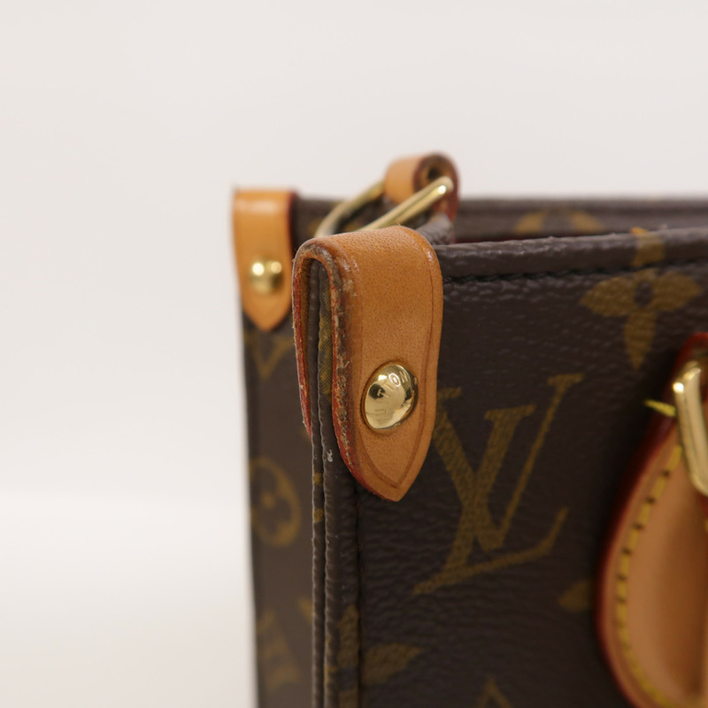 LOUIS VUITTON Monogram Sac Plat BB金扣手挽肩背兩用袋棕色-20