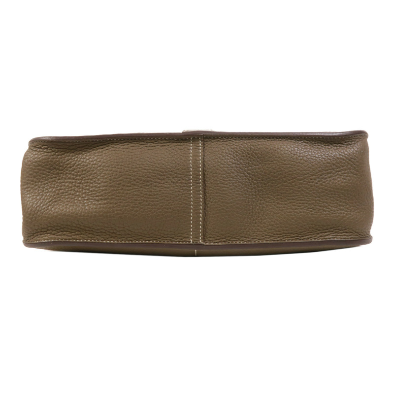 HERMES Clemence皮革Halzan 31銀扣手挽肩背兩用袋Etoupe-3