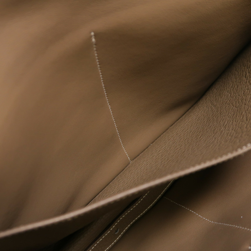 HERMES Clemence皮革Halzan 31銀扣手挽肩背兩用袋Etoupe-5