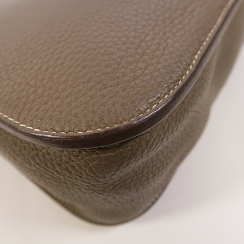 HERMES Clemence皮革Halzan 31銀扣手挽肩背兩用袋Etoupe-14