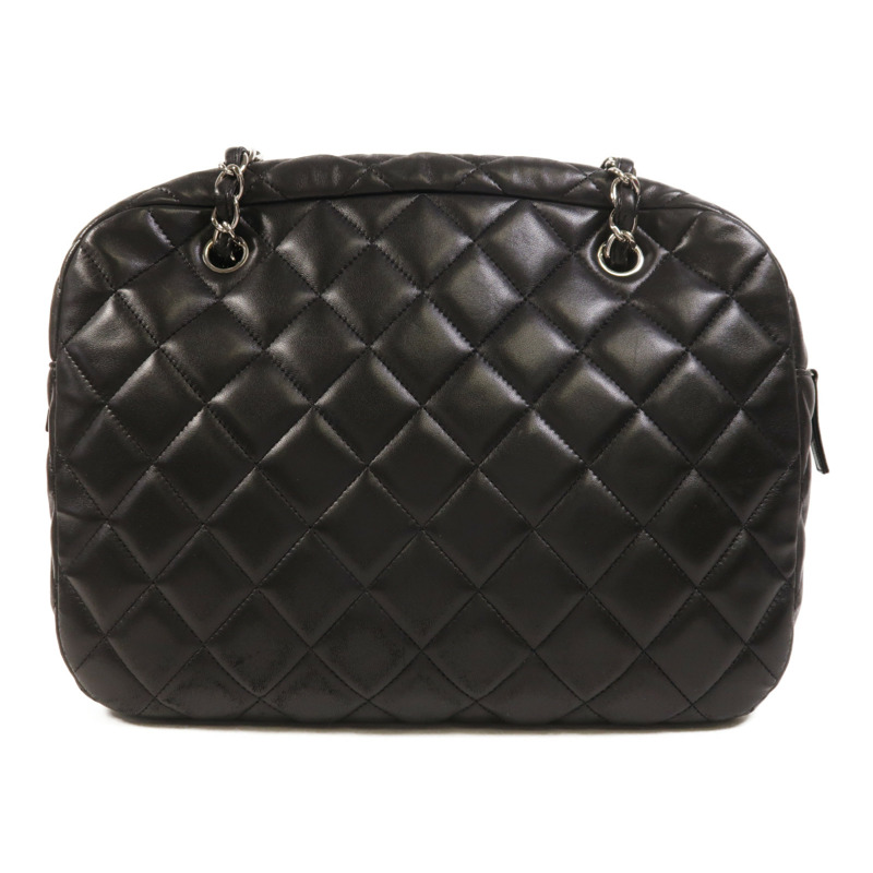 CHANEL 羊皮皮革Chain Shoulder銀扣鏈帶肩背袋-1