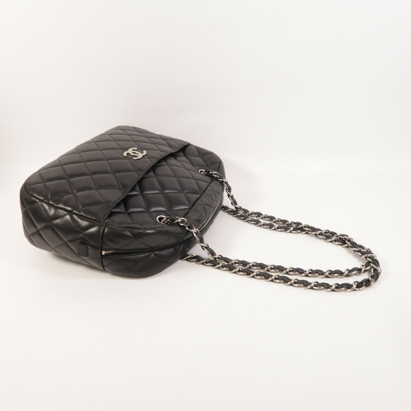 CHANEL 羊皮皮革Chain Shoulder銀扣鏈帶肩背袋-8
