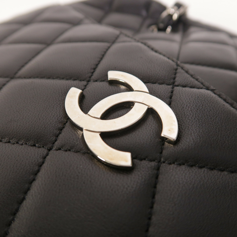 CHANEL 羊皮皮革Chain Shoulder銀扣鏈帶肩背袋-9