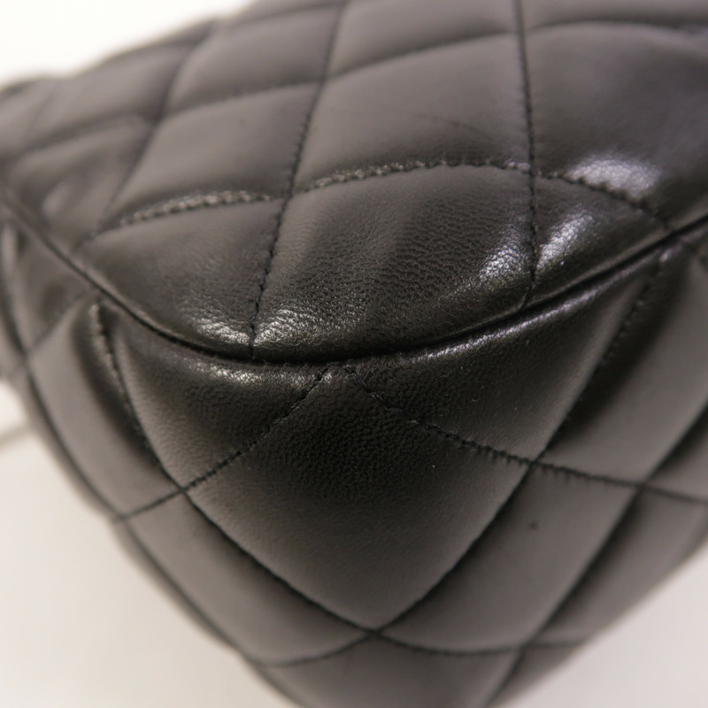 CHANEL 羊皮皮革Chain Shoulder銀扣鏈帶肩背袋-11