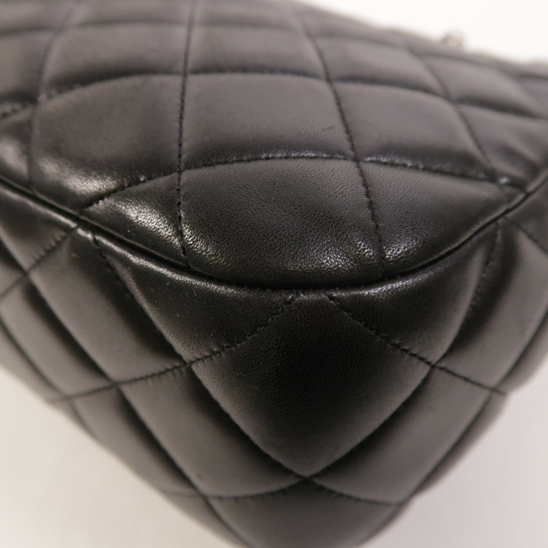 CHANEL 羊皮皮革Chain Shoulder銀扣鏈帶肩背袋-12