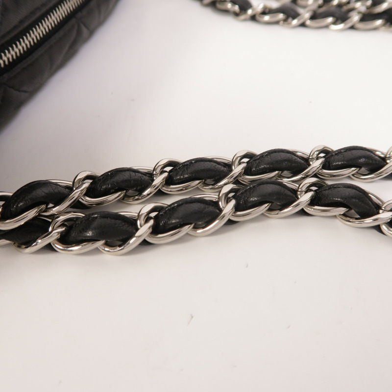 CHANEL 羊皮皮革Chain Shoulder銀扣鏈帶肩背袋-14