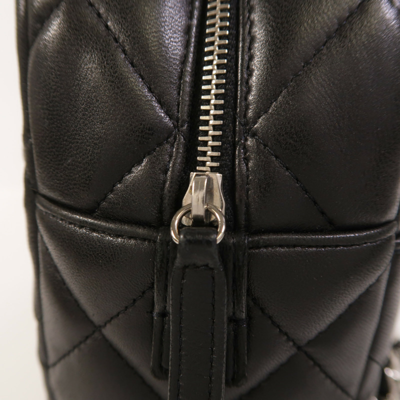 CHANEL 羊皮皮革Chain Shoulder銀扣鏈帶肩背袋-15