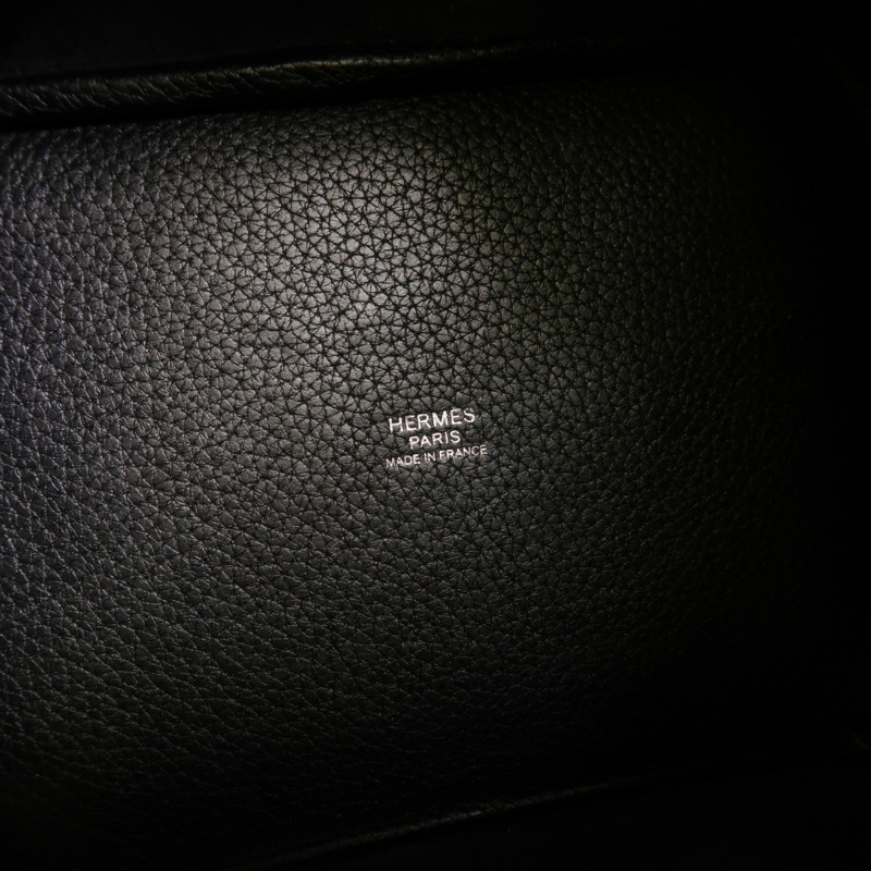 HERMES Clemence皮革Picotin PM銀扣手挽袋Noir-5