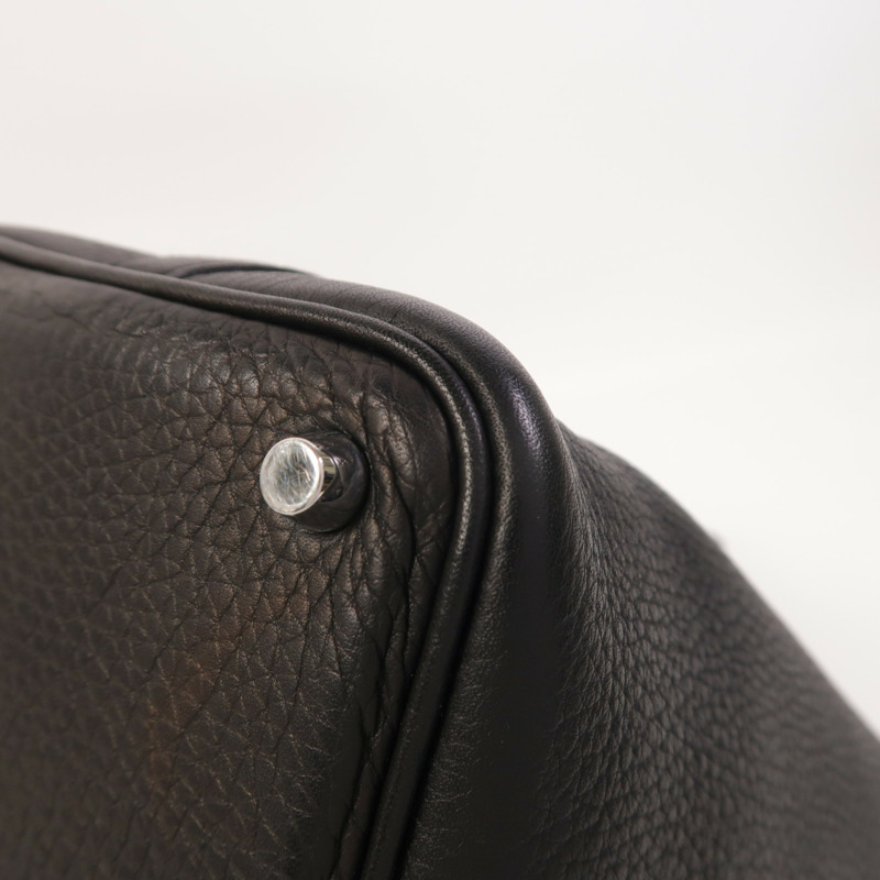 HERMES Clemence皮革Picotin PM銀扣手挽袋Noir-9