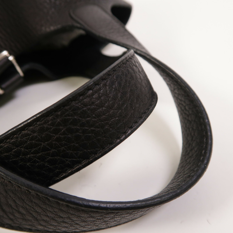 HERMES Clemence皮革Picotin PM銀扣手挽袋Noir-13