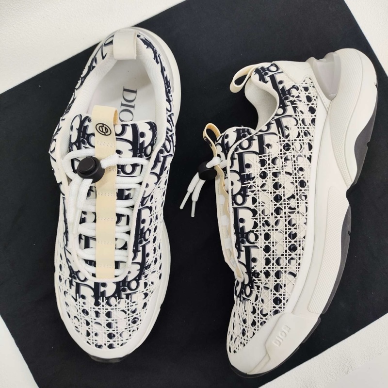 DIOR迪奧 B24 織物 男款 黑白色滿印logo 43.5碼-7